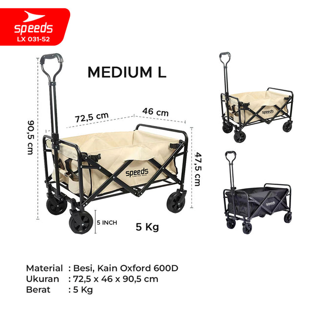 SPEEDS Keranjang Camping Gerobak Lipat Troli Barang Glamping Box Multifungsi Outdoor 031-52