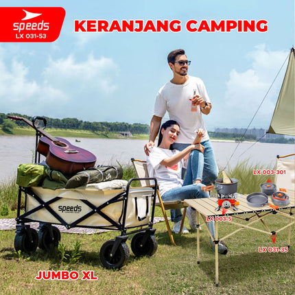 SPEEDS Camping Basket Folding Cart Multipurpose Box Trolley Glamping Picnic Fishing Outdoor 031-53