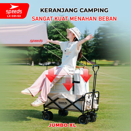 SPEEDS Camping Basket Folding Cart Multipurpose Box Trolley Glamping Picnic Fishing Outdoor 031-53