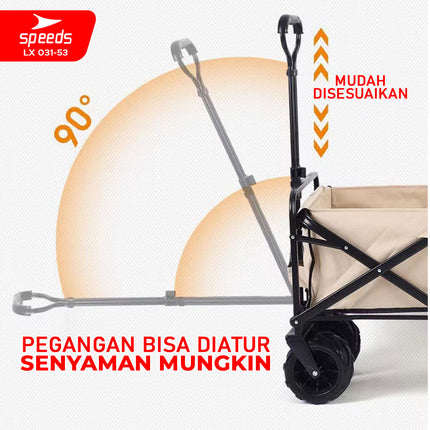 SPEEDS Camping Basket Folding Cart Multipurpose Box Trolley Glamping Picnic Fishing Outdoor 031-53
