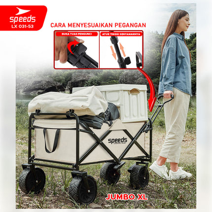 SPEEDS Camping Basket Folding Cart Multipurpose Box Trolley Glamping Picnic Fishing Outdoor 031-53