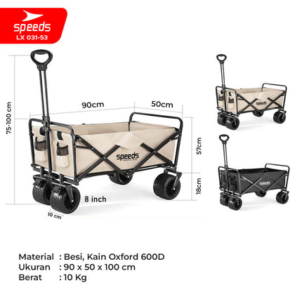 SPEEDS Camping Basket Folding Cart Multipurpose Box Trolley Glamping Picnic Fishing Outdoor 031-53