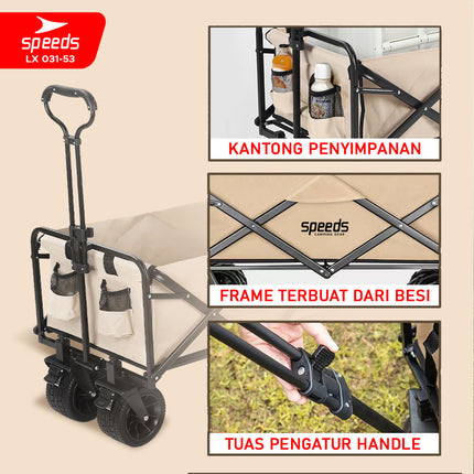 SPEEDS Camping Basket Folding Cart Multipurpose Box Trolley Glamping Picnic Fishing Outdoor 031-53