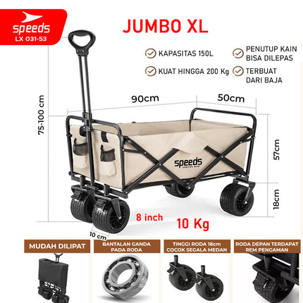 SPEEDS Camping Basket Folding Cart Multipurpose Box Trolley Glamping Picnic Fishing Outdoor 031-53