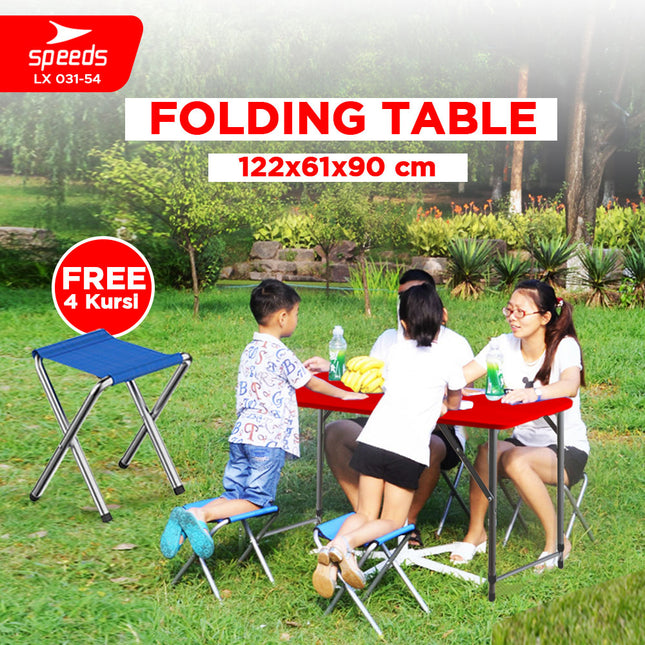 SPEEDS Meja Lipat Meja Rumah Jualan Lipat Panjang Camping Laptop Makan Belajar Portable Serbaguna 031-54