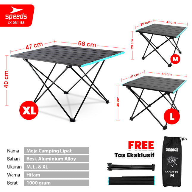 SPEEDS Meja Lipat Camping Indoor Outdoor Portabel Folding Table Aluminium 031-58
