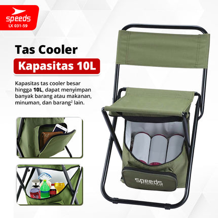 SPEEDS Kursi Lipat Camping Portabel Outdoor + Tas Pendingin Multifungsi LX 031-59