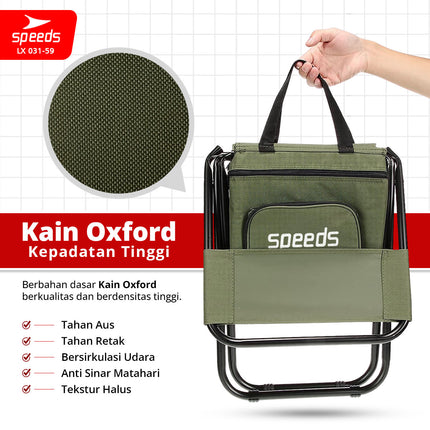 SPEEDS Kursi Lipat Camping Portabel Outdoor + Tas Pendingin Multifungsi LX 031-59