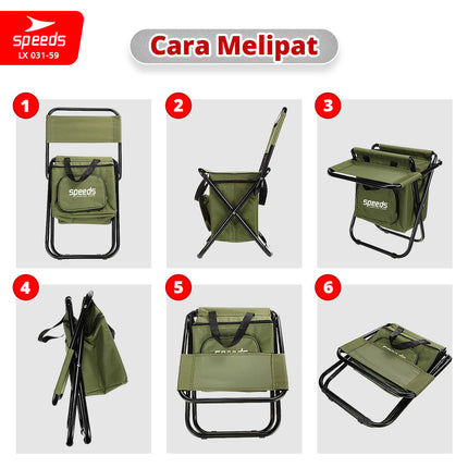 SPEEDS Kursi Lipat Camping Portabel Outdoor + Tas Pendingin Multifungsi LX 031-59