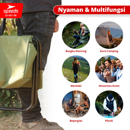SPEEDS Kursi Lipat Camping Portabel Outdoor + Tas Pendingin Multifungsi LX 031-59