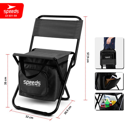 SPEEDS Kursi Lipat Camping Portabel Outdoor + Tas Pendingin Multifungsi LX 031-59