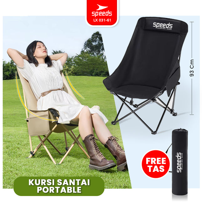 SPEEDS Kursi Lipat Portable Camping Hiking Outdoor Foldable Chair Bahan Kain Oxford 031-61