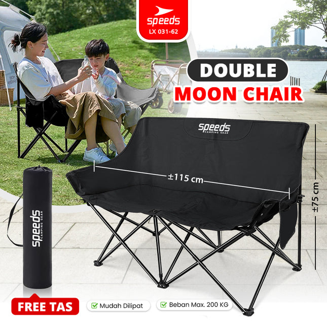 SPEEDS Kursi Lipat 2 Orang Double Moon Chair Kursi Dobel Lebar Camping Outdoor 031-62