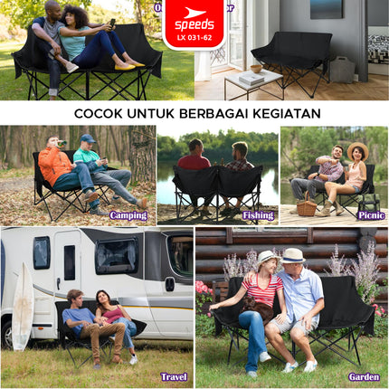 SPEEDS Kursi Lipat 2 Orang Double Moon Chair Kursi Dobel Lebar Camping Outdoor 031-62