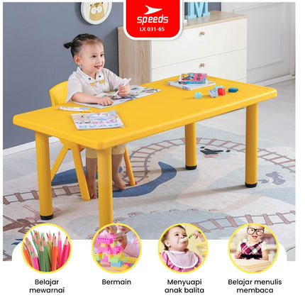 SPEEDS Meja Belajar Anak Rectangular Kin Kids Table Meja Persegi Panjang TK Paud Colorful Kids Table Ergonomis Warna Warni 031-65