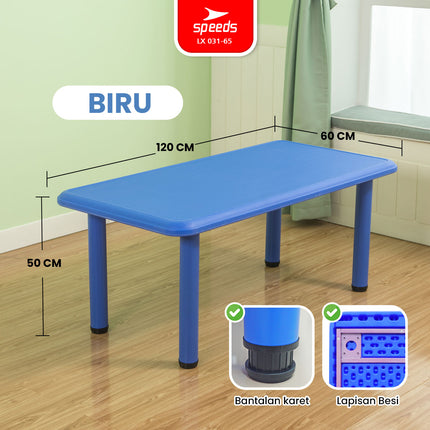 SPEEDS Meja Belajar Anak Rectangular Kin Kids Table Meja Persegi Panjang TK Paud Colorful Kids Table Ergonomis Warna Warni 031-65