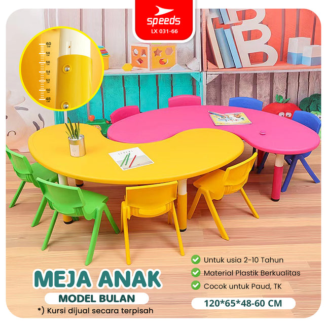 SPEEDS Meja Belajar Anak Bulan Moon Meja Table TK Paud Colorful Kids Table Warna Warni Ergonomis 031-66