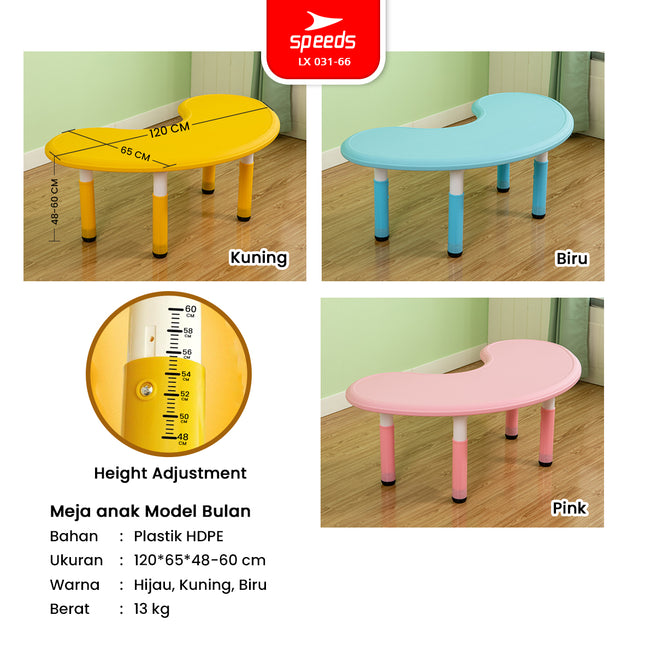 SPEEDS Meja Belajar Anak Bulan Moon Meja Table TK Paud Colorful Kids Table Warna Warni Ergonomis 031-66