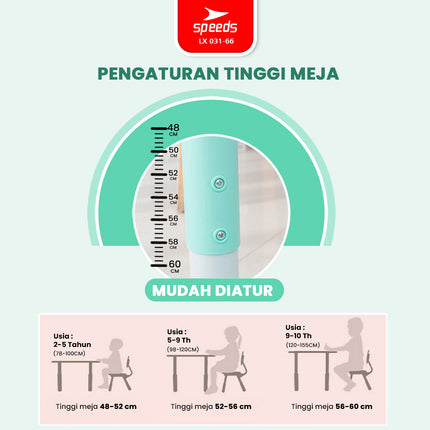 SPEEDS Meja Belajar Anak Bulan Moon Meja Table TK Paud Colorful Kids Table Warna Warni Ergonomis 031-66