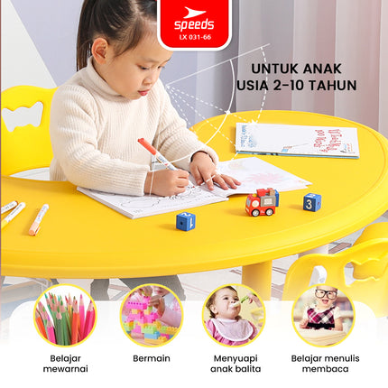SPEEDS Meja Belajar Anak Bulan Moon Meja Table TK Paud Colorful Kids Table Warna Warni Ergonomis 031-66