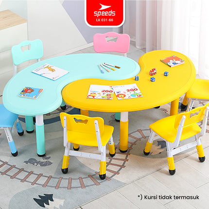 SPEEDS Meja Belajar Anak Bulan Moon Meja Table TK Paud Colorful Kids Table Warna Warni Ergonomis 031-66
