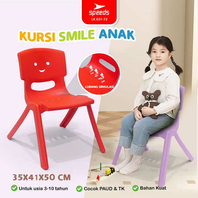 SPEEDS Kursi Anak Kuat kokoh TK Paud Bangku Belajar Plastik HDPE Kids Chair Warna Warni 031-72