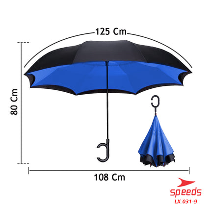 SPEEDS Payung Lipat Reverse Umbrella Double Layer Gagang C Polos Non Motif 031-9