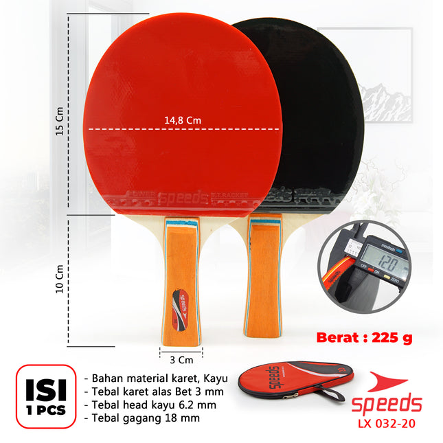 SPEEDS Bet Ping Pong Bat Pingpong Bad Raket Tenis Meja Bahan Karet 032-20