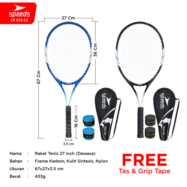 SPEEDS Raket Tennis Set Bola Raket Tenis Latihan Tenis Tennis Trainner Training Toll Exercise 27inch Raket Olaharaga 032-22