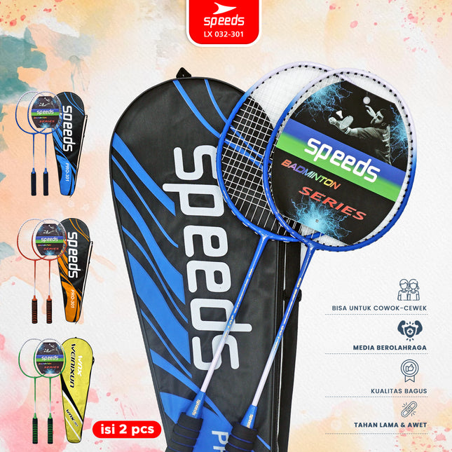 SPEEDS Raket Badminton Bulu Tangkis 1 Set isi 2pcs Racket Olahraga Pertandingan 032-301