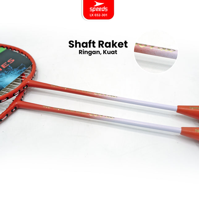SPEEDS Raket Badminton Bulu Tangkis 1 Set isi 2pcs Racket Olahraga Pertandingan 032-301