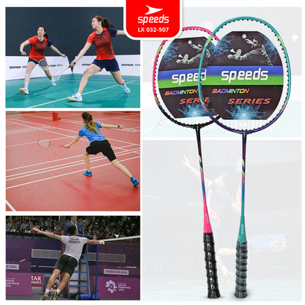 SPEEDS Raket Badminton Bulu Tangkis Paket Lengkap 1 Set 2pcs Alat Olahraga Berkualitas Original Olahraga Bulutangkis Indonesia 032-507