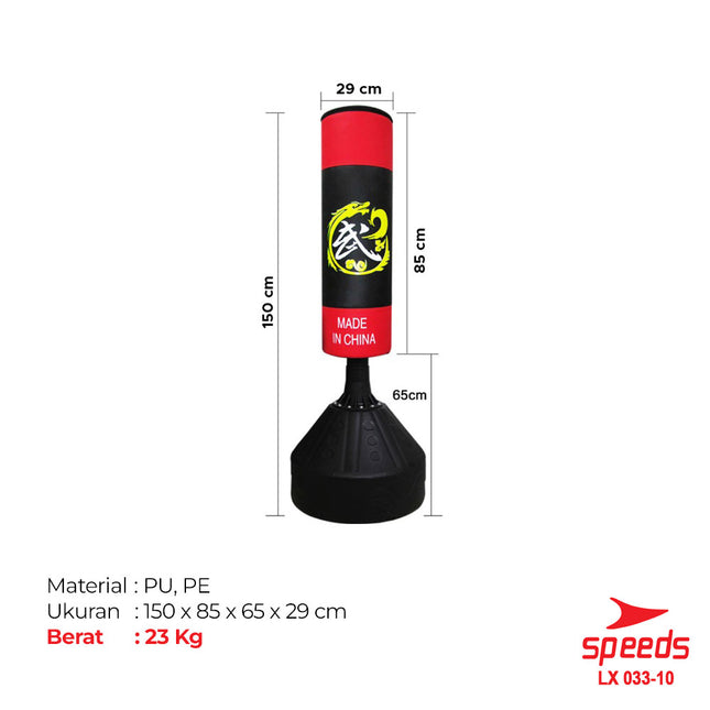SPEEDS Samsak 1,56m Boxing Latihan Tinju Berdiri Punching Bag Bela Diri Muaythai Boxing Bantalan Tinju 033-10