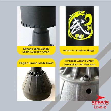 SPEEDS Samsak 1,56m Boxing Latihan Tinju Berdiri Punching Bag Bela Diri Muaythai Boxing Bantalan Tinju 033-10