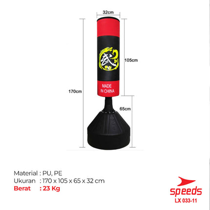 SPEEDS Punching Bag 1,78m Boxing Berdiri Samsak Premium Muaythai Boxing MMA 033-11