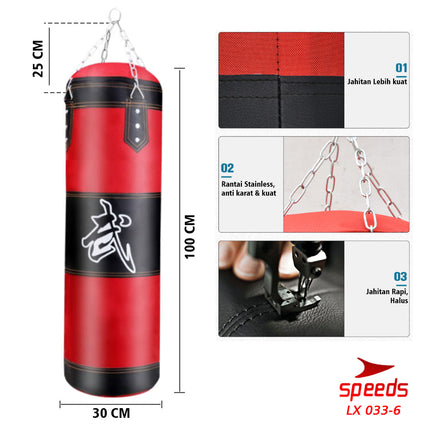 SPEEDS Samsak Tinju / Samsak Muaythai Sanbag Boxing Taekwondo Handbag Olahraga Beladiri 033-6 100CM