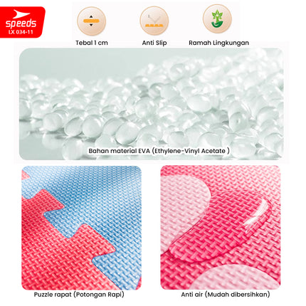 SPEEDS Evamat 60x60cm Puzzle Mat Carpet Eva Mat Playmat Floor Mat Soft Playing Mat for Kids 034-11