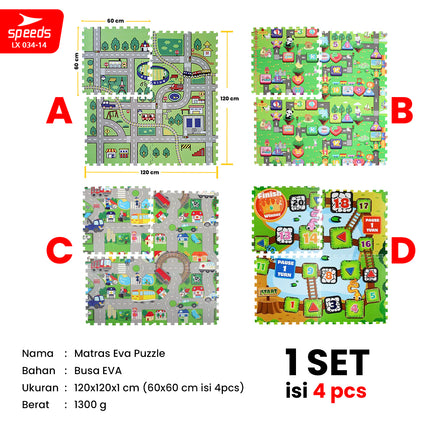 SPEEDS Evamat Mat 60x60cm Puzzle Mat Puzzle Carpet Evamat Floor Mat Protection Mat 034-14