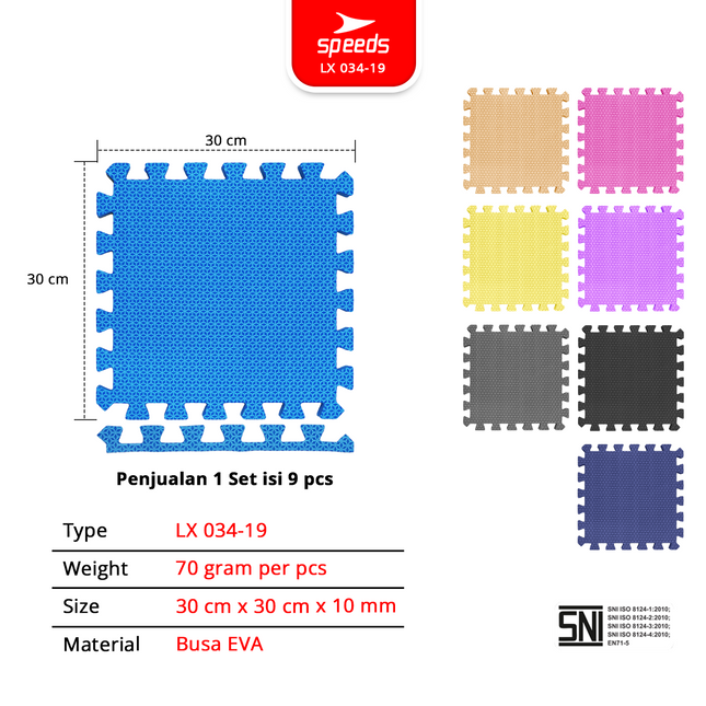 SPEEDS Evamat Mat 30x30cm 10mm EVA Puzzle Mat Soft Plush Mat for Kids Play Sleep Carpet 034-19