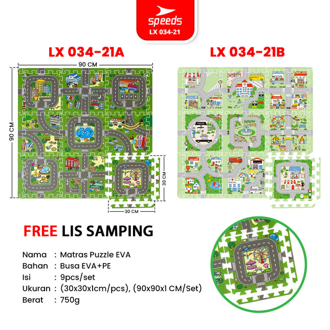 SPEEDS Evamat Motif 30x30x1cm Eva Mat Matras Puzzle Anak Bergambar Mainan Empuk 034-21