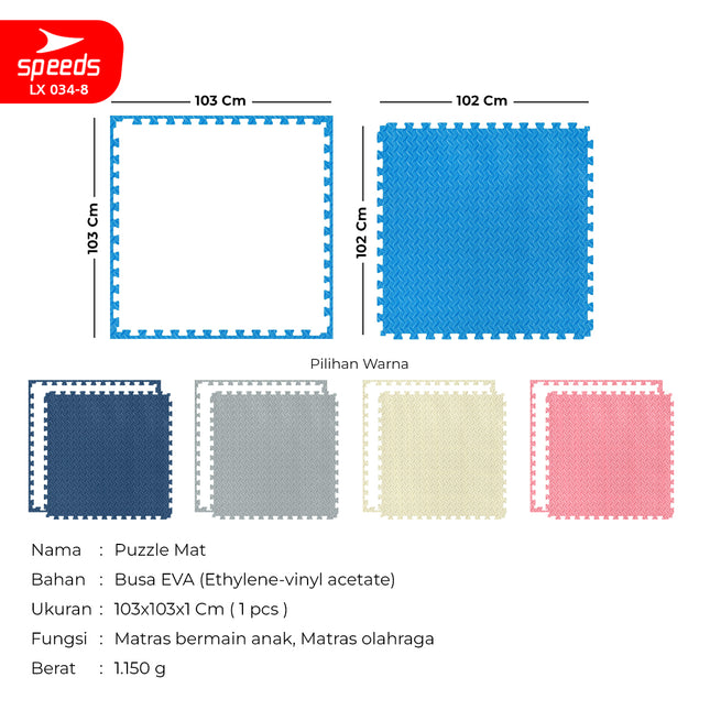 SPEEDS Evamat 103x103cm 12mm Matras Puzzle Karpet Puzzle Matras Eva Alas Lantai Portable LX 034-8