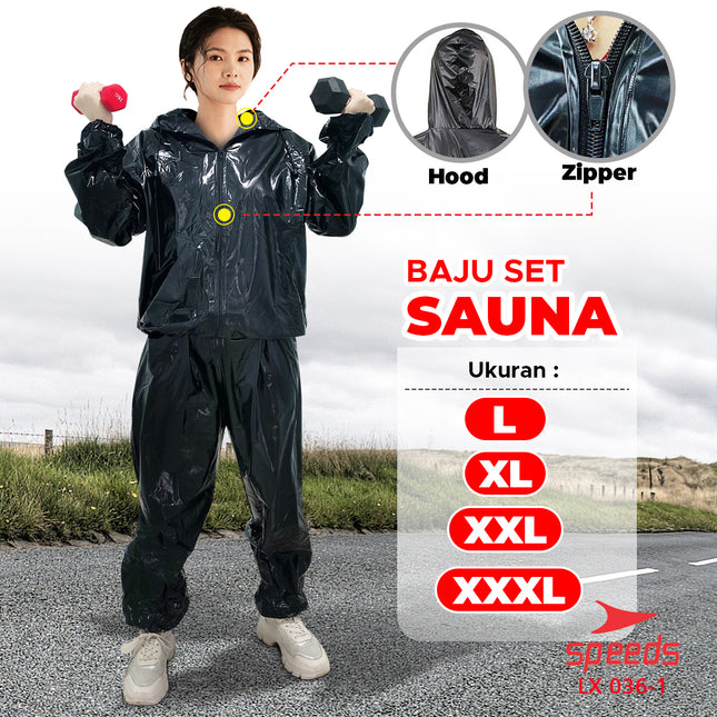SPEEDS Elastic Waterproof Sauna Suit Jacket Sports Detox Slimming Sweat 036-1