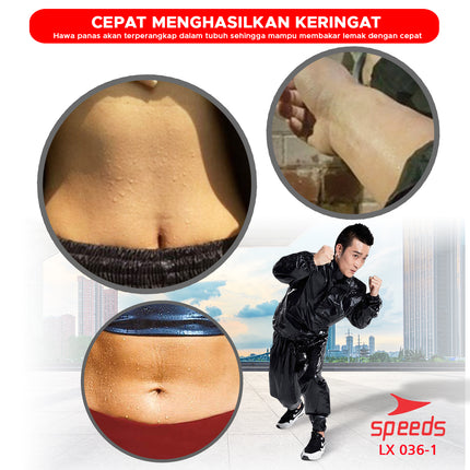 SPEEDS Baju Jaket Sauna Suit Elastis Waterproof Olahraga Detox Pelangsing Keringat 036-1
