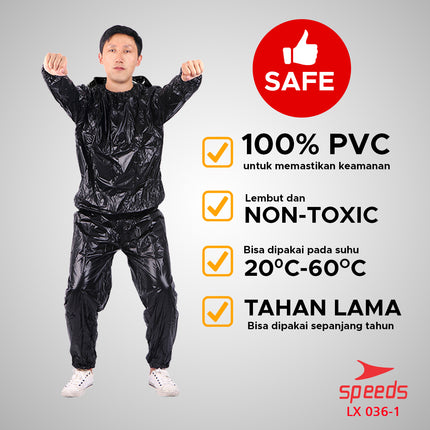 SPEEDS Baju Jaket Sauna Suit Elastis Waterproof Olahraga Detox Pelangsing Keringat 036-1