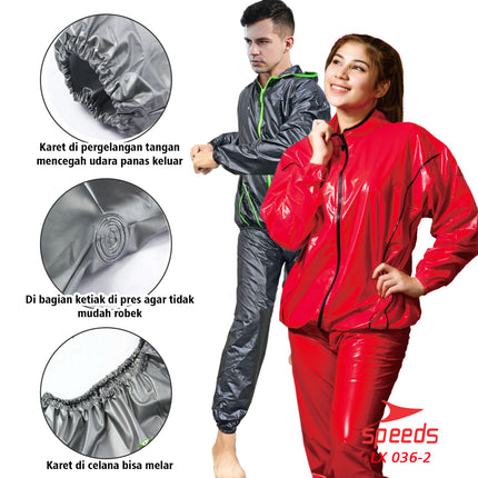 SPEEDS Baju Sauna Sauna Suit Jas Celana Keringat Olahraga Tebal Panas Untuk Olahraga 036-2