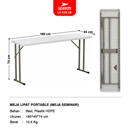 SPEEDS Meja Lipat Plastik 180x45x74cm 038-28