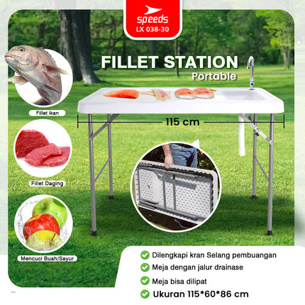 SPEEDS 115x60x86cm Sink Table Indoor Outdoor Large Kitchen Cooking Table 038-30