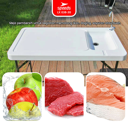SPEEDS 115x60x86cm Sink Table Indoor Outdoor Large Kitchen Cooking Table 038-30