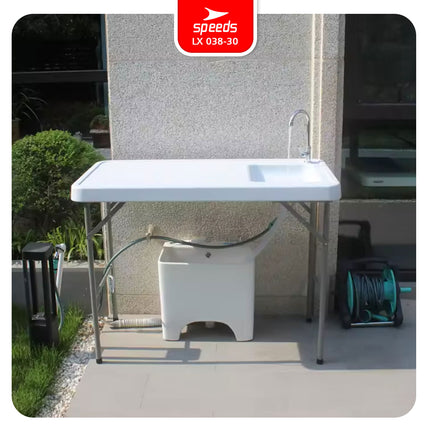 SPEEDS 115x60x86cm Sink Table Indoor Outdoor Large Kitchen Cooking Table 038-30