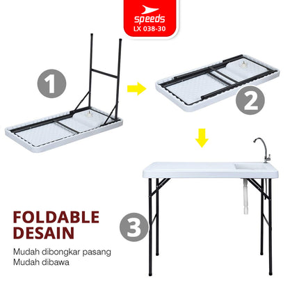 SPEEDS 115x60x86cm Sink Table Indoor Outdoor Large Kitchen Cooking Table 038-30